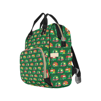 Camper Camping Christmas Themed Print Diaper Bag Backpack