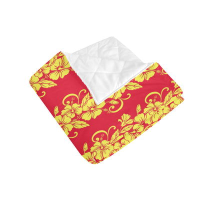 Orange Hibiscus Pattern Print Design HB018 Premium Quilt