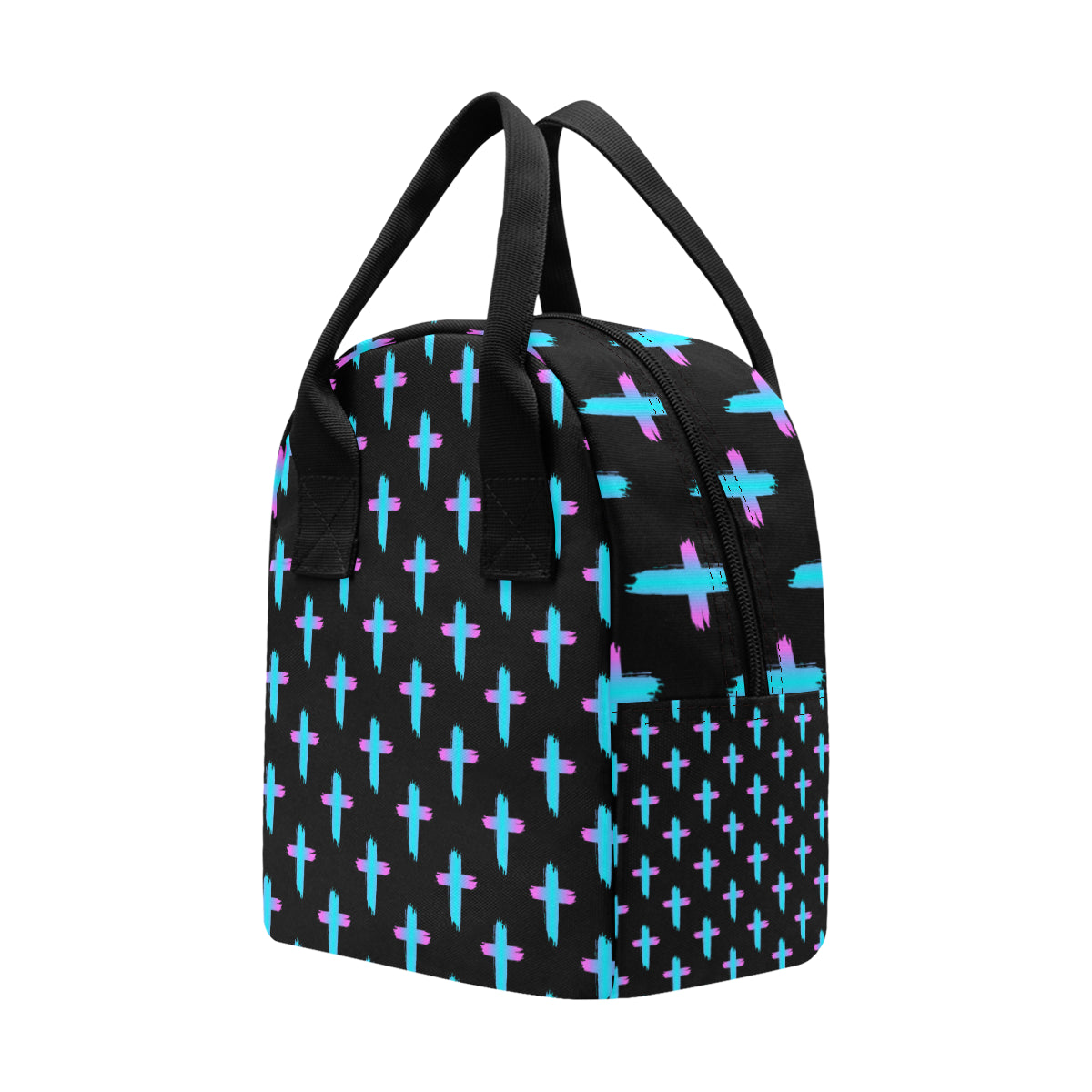 Christian Cross neon Pattern Insulated Lunch Bag