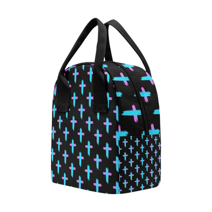 Christian Cross neon Pattern Insulated Lunch Bag
