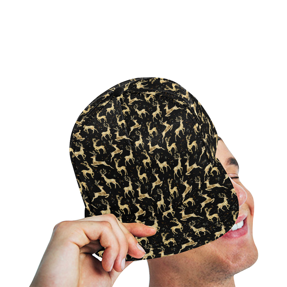 Deer Gold Pattern Snapback Cap