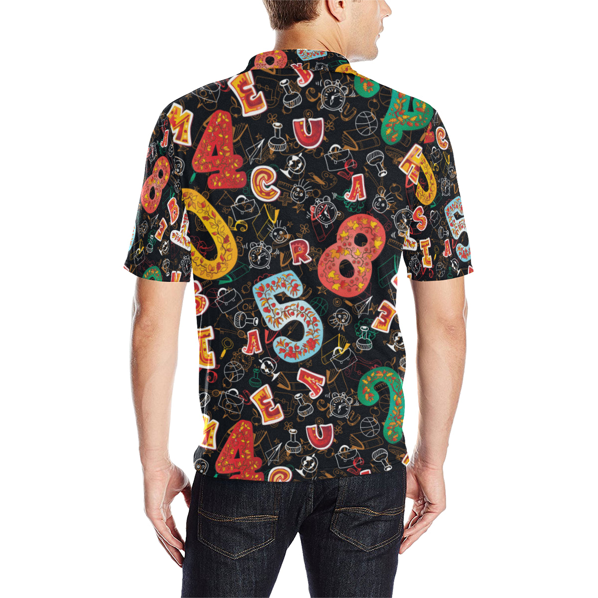 Number Pattern Print Design A03 Men Polo Shirt