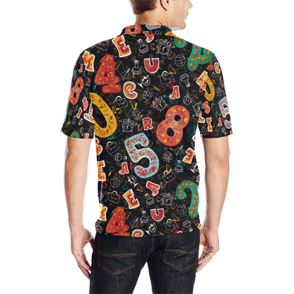 Number Pattern Print Design A03 Men Polo Shirt