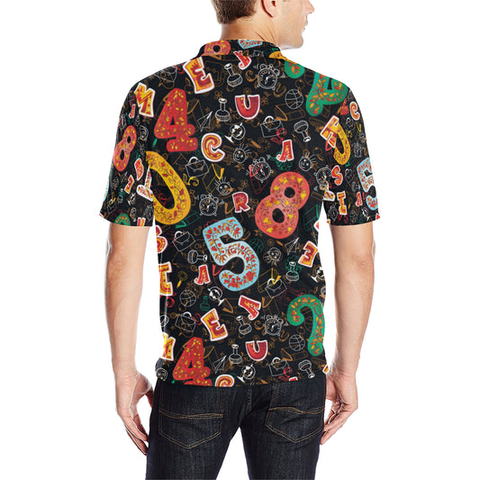 Number Pattern Print Design A03 Men Polo Shirt