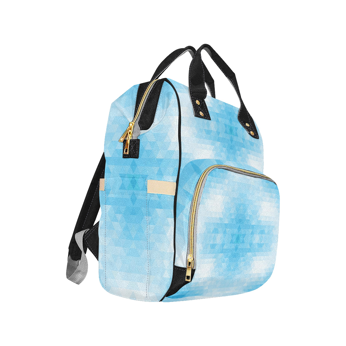Geometric Blue Pattern Print Design 01 Diaper Bag Backpack