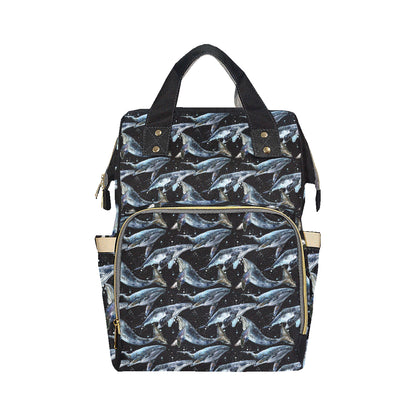 Humpback Whale Pattern Print Design 01 Diaper Bag Backpack