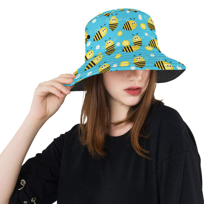 Bee Pattern Print Design BEE06 Unisex Bucket Hat