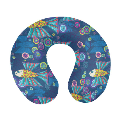 Flying Fish Pattern Print Design 01 U-Shaped Travel Neck Pillow
