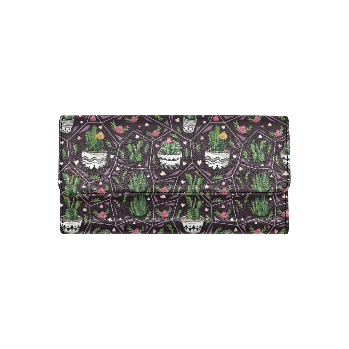 Cactus Pattern Print Design 03 Women's Trifold Wallet