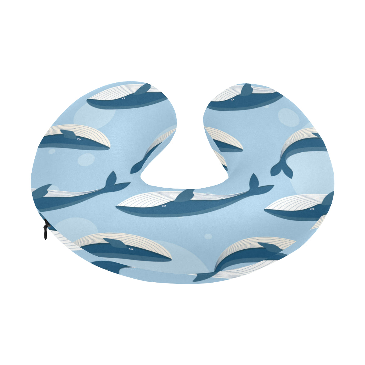 Blue Whale Pattern Print Design 02 U-Shaped Travel Neck Pillow