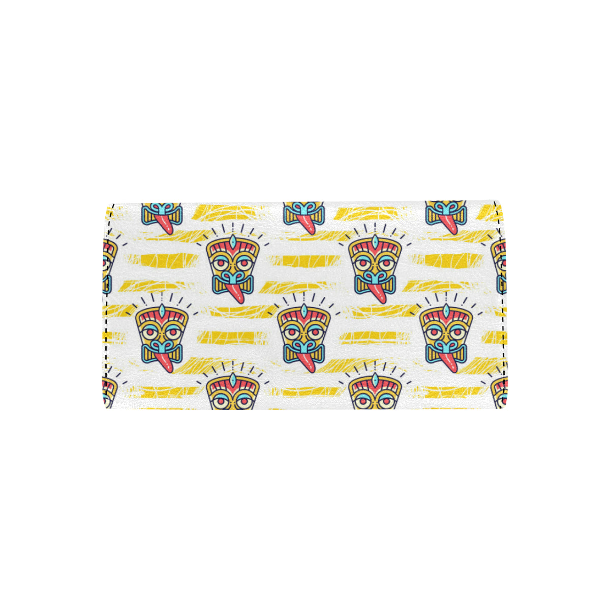 Tiki Smile Mask Print Pattern Women's Trifold Wallet