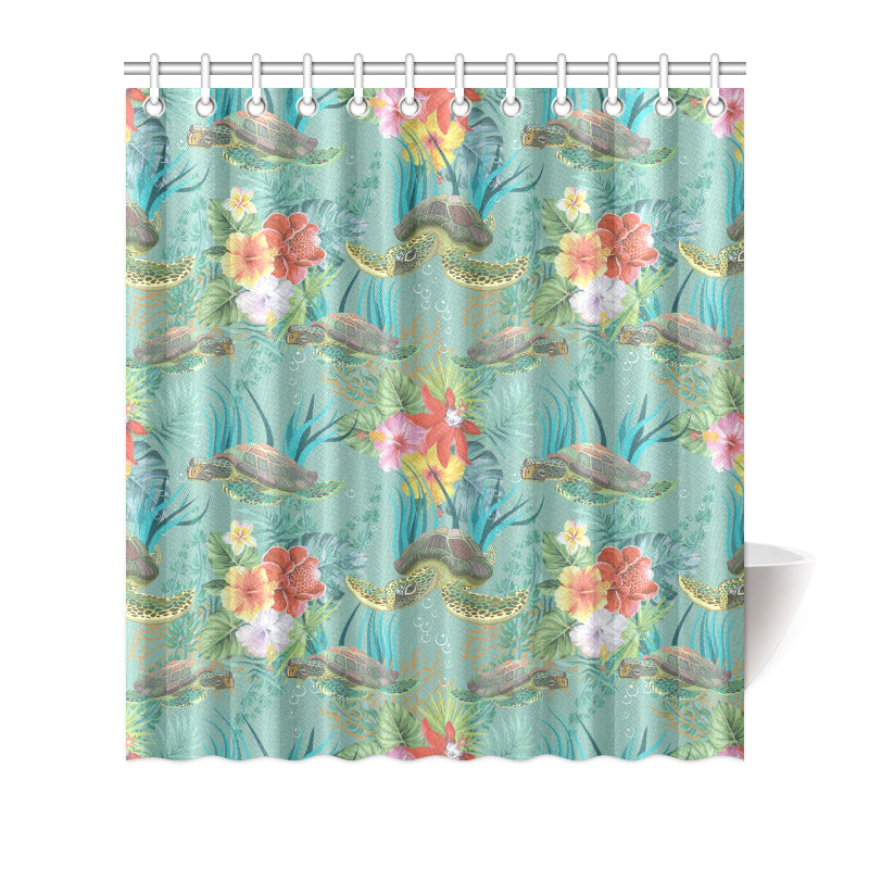 Sea Turtle Pattern Print Design T012 Shower Curtain