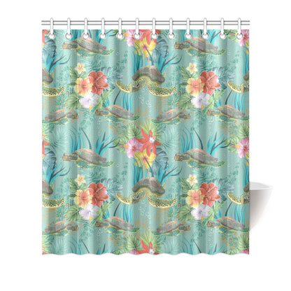 Sea Turtle Pattern Print Design T012 Shower Curtain