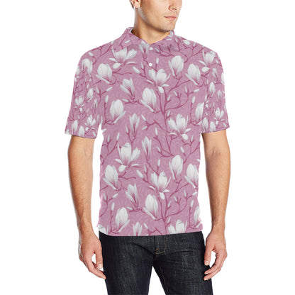 Magnolia Pattern Print Design MAG05 Men Polo Shirt