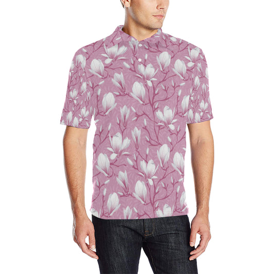 Magnolia Pattern Print Design MAG05 Men Polo Shirt