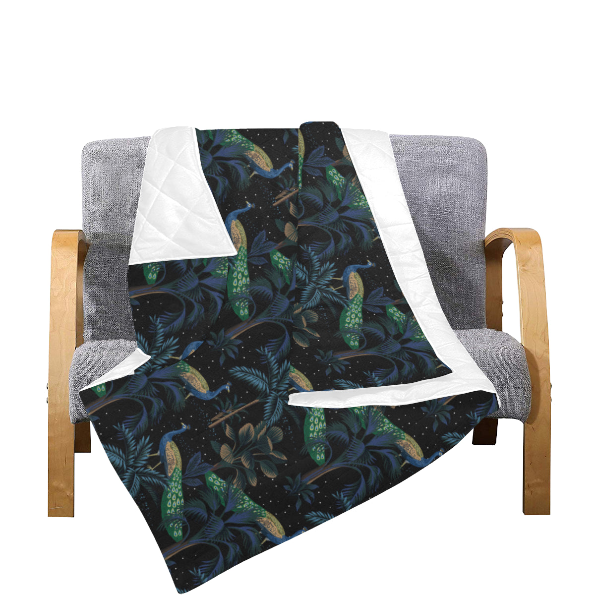 Rainforest Peacock Pattern Print Design A04 Premium Quilt