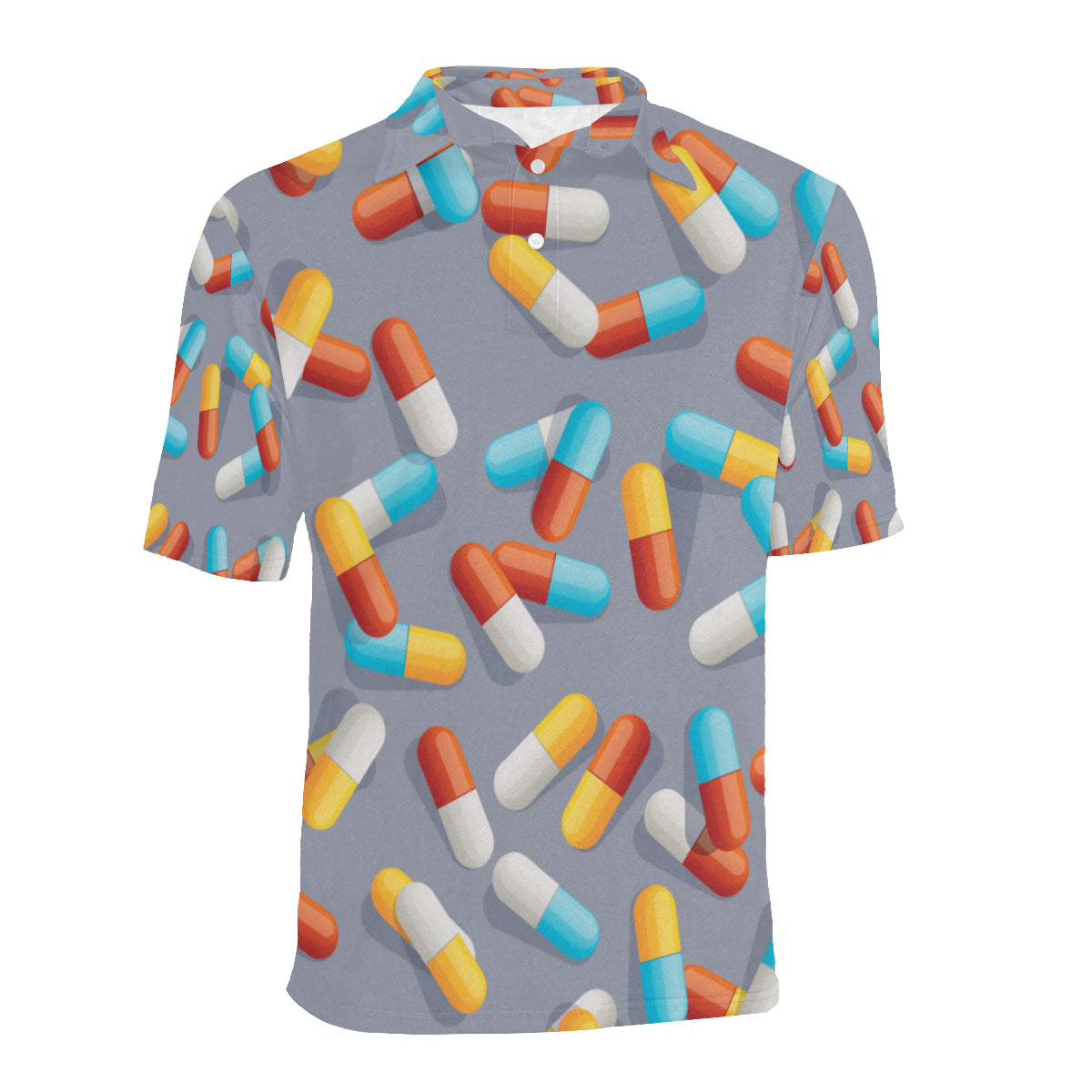 Pill Pattern Print Design A01 Men Polo Shirt