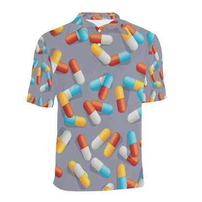 Pill Pattern Print Design A01 Men Polo Shirt
