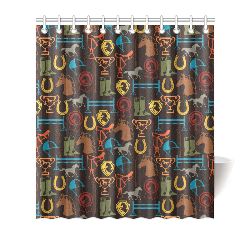 Equestrian Equipment Horse Colorful Shower Curtain