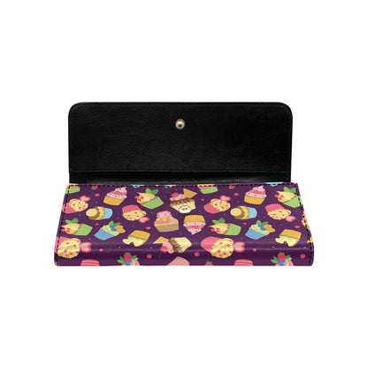 Cupcake Pattern Print Design 05 Women's Trifold Wallet