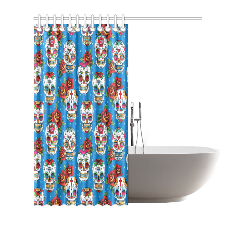 Sugar Skull Rose Pattern Shower Curtain
