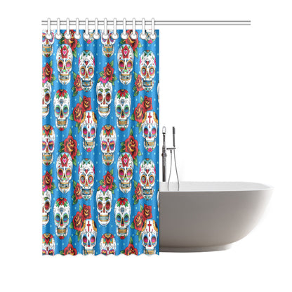 Sugar Skull Rose Pattern Shower Curtain