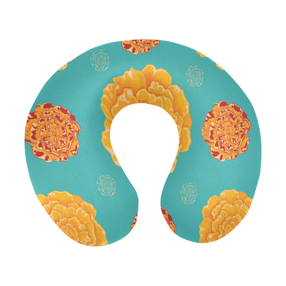 Marigold Pattern Print Design 02 U-Shaped Travel Neck Pillow