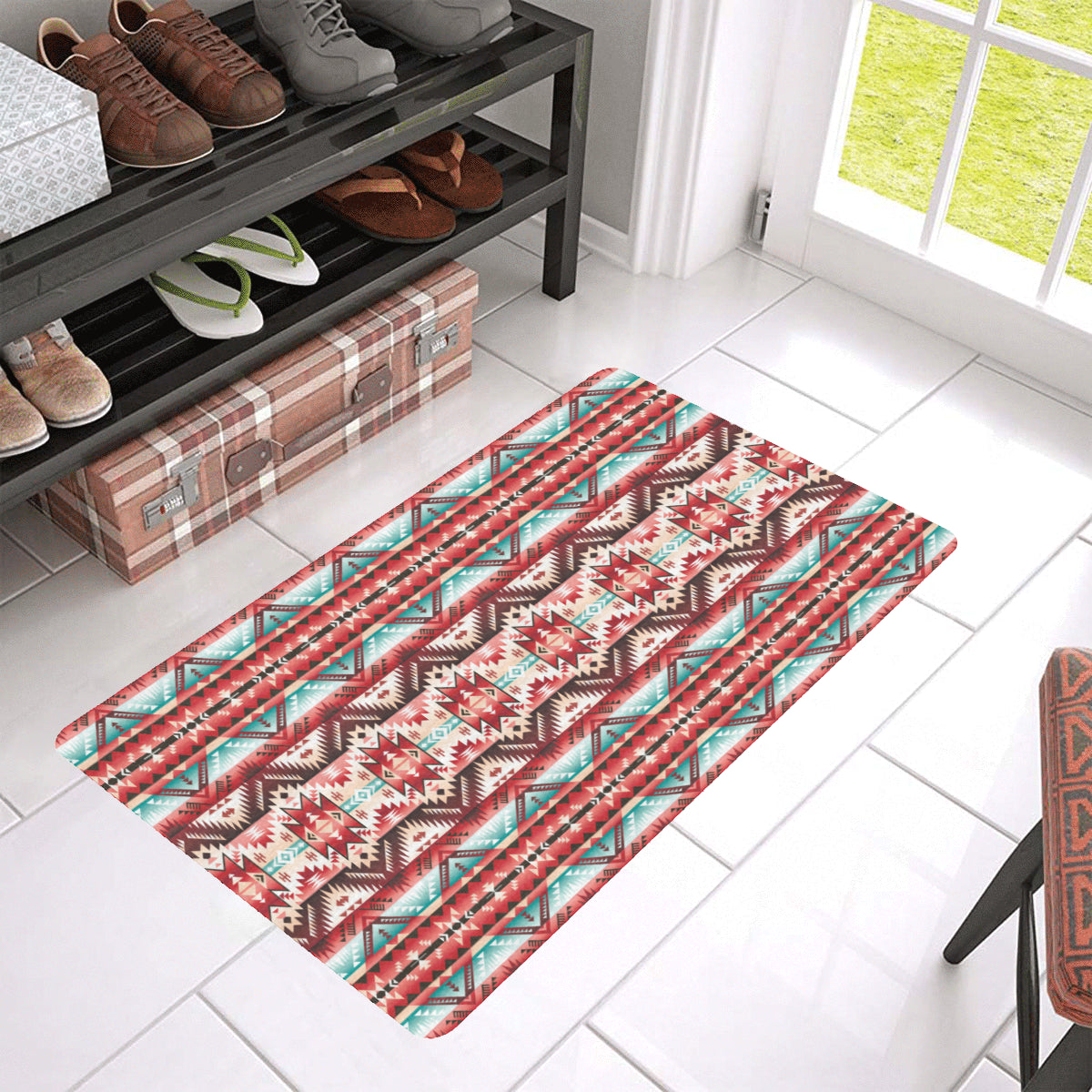 Aztec Western Style Print Pattern Rubber Doormat