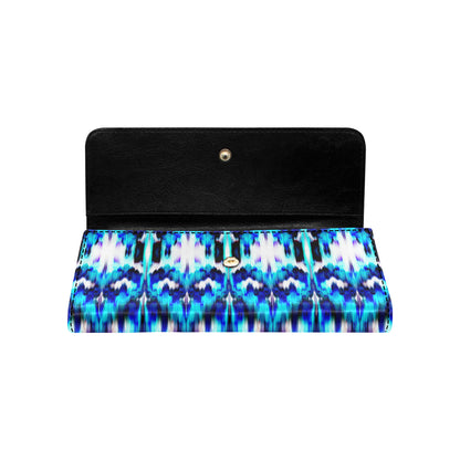 Ikat Blue Pattern Print Design 01 Women's Trifold Wallet
