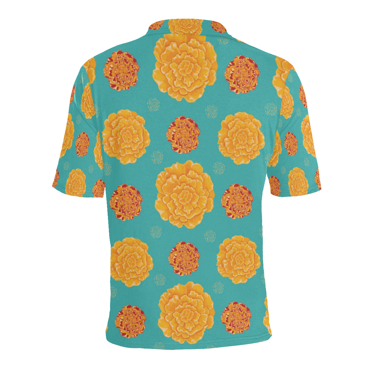 Marigold Pattern Print Design 02 Men Polo Shirt