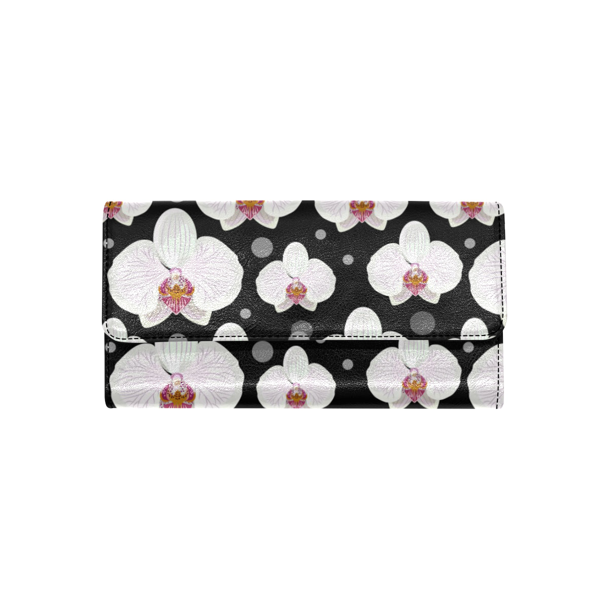 Orchid White Pattern Print Design OR09 Women's Trifold Wallet
