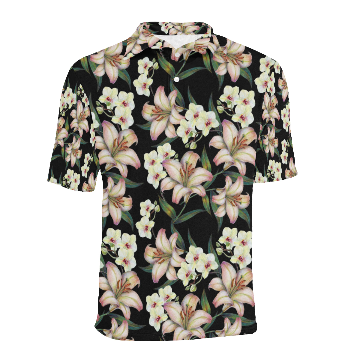 Lily Pattern Print Design LY03 Men Polo Shirt