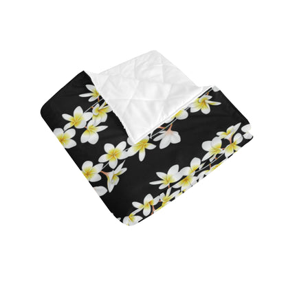 White Plumeria Pattern Print Design PM08 Premium Quilt