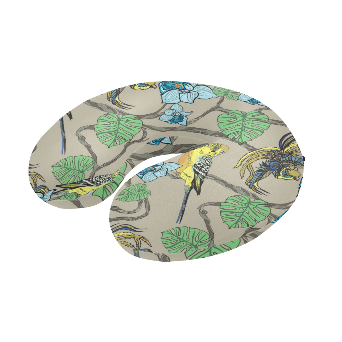 Parakeet Pattern Print Design A02 U-Shaped Travel Neck Pillow