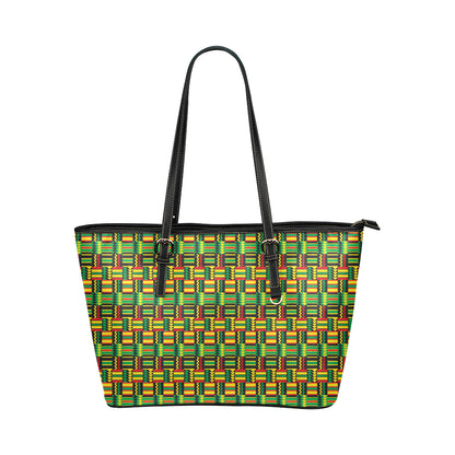 African Zip Zag Print Pattern Leather Tote Bag