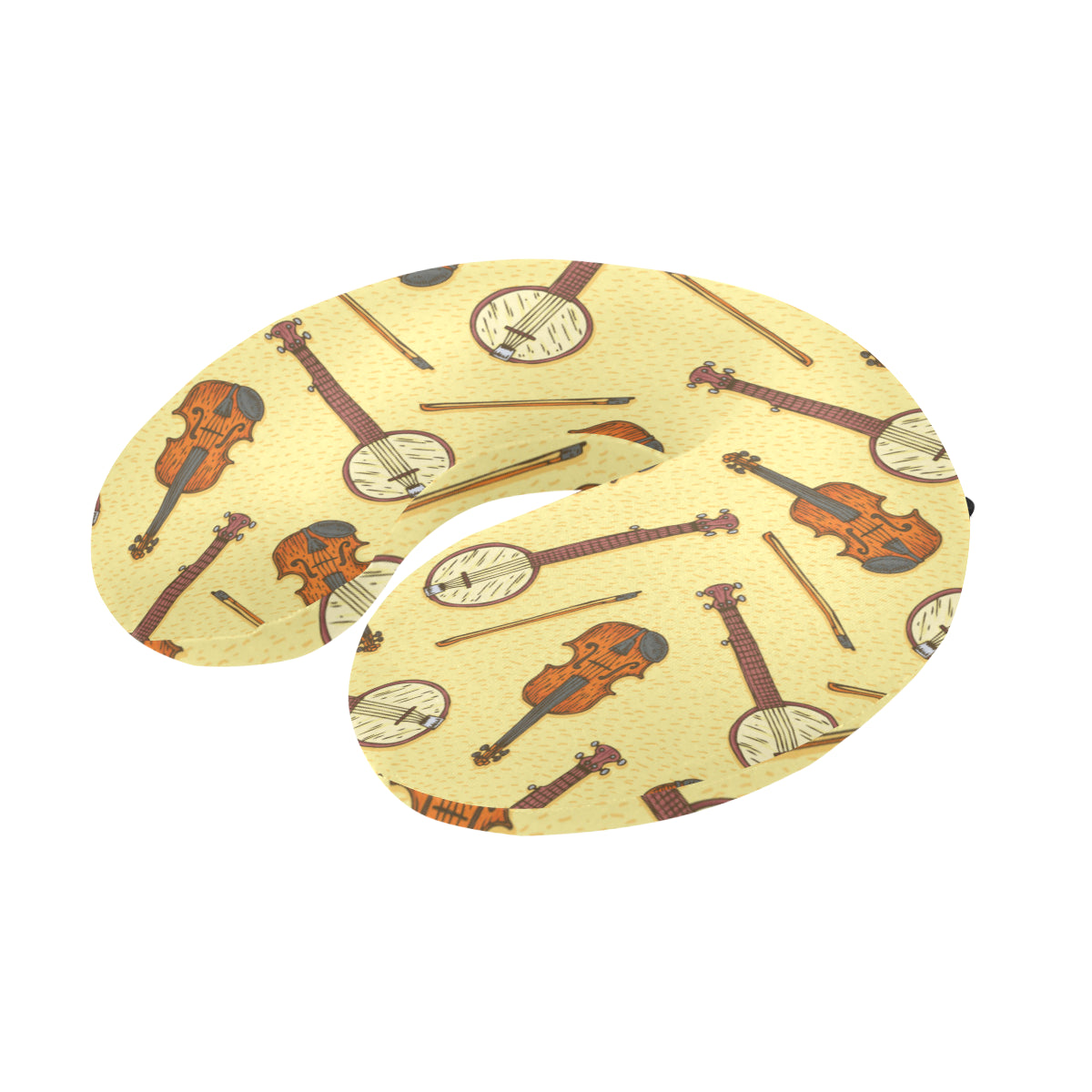Banjo Violin Pattern Print Design 01 U-Shaped Travel Neck Pillow
