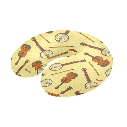 Banjo Violin Pattern Print Design 01 U-Shaped Travel Neck Pillow