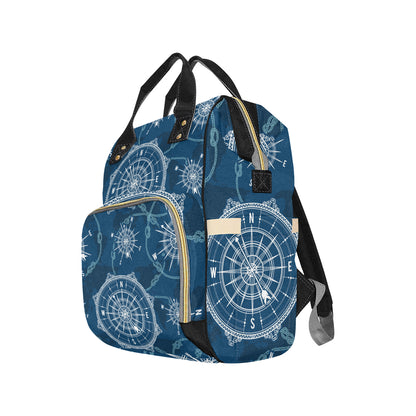 Nautical Compass Print Diaper Bag Backpack
