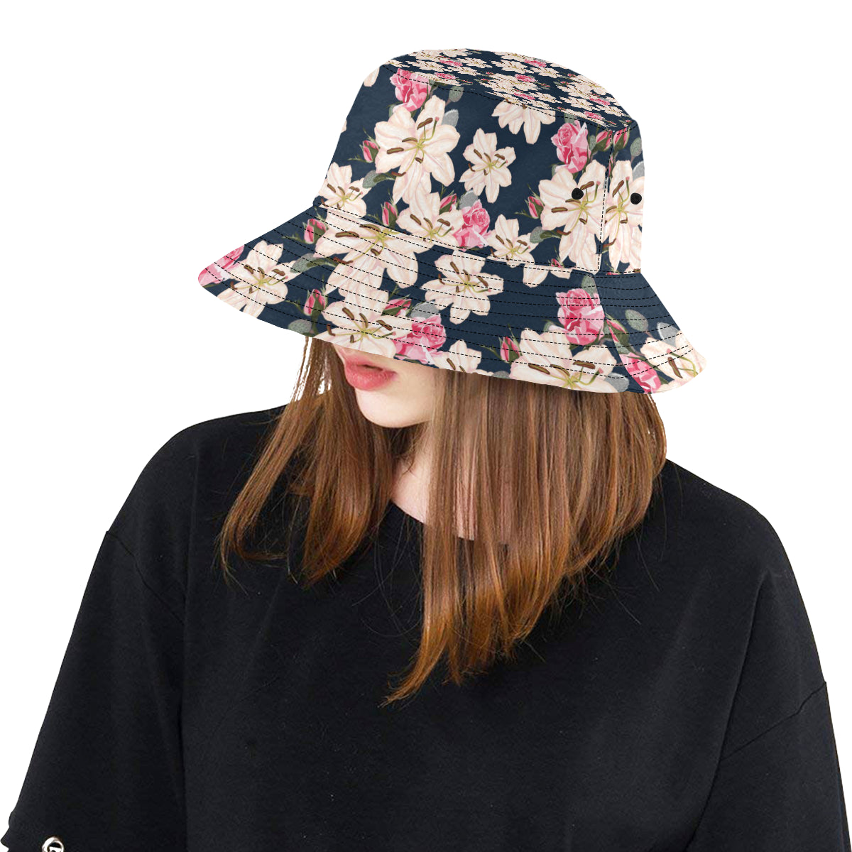 Lily Pattern Print Design LY04 Unisex Bucket Hat