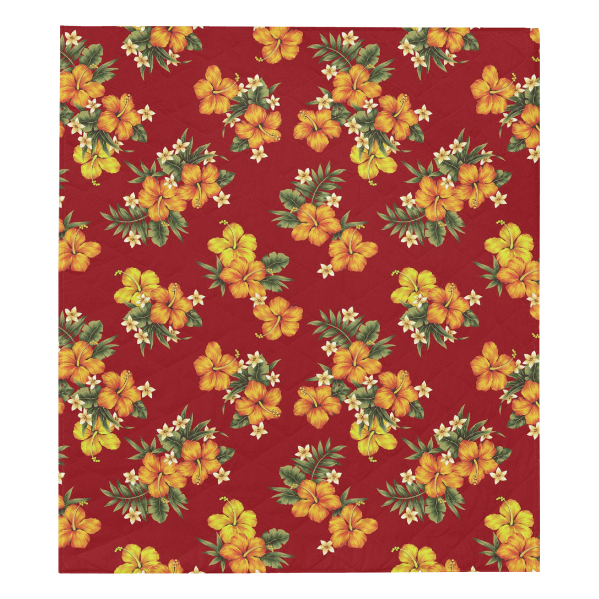 Orange Hibiscus Pattern Print Design HB026 Premium Quilt