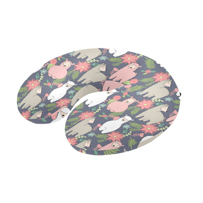 Alpaca Pattern Print Design 03 U-Shaped Travel Neck Pillow
