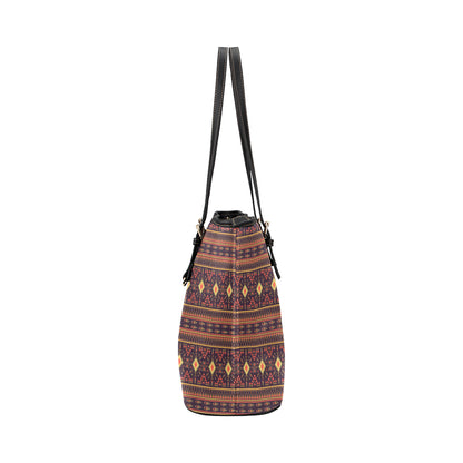 Southwest Ethnic Design Themed Print Leather Tote Bag