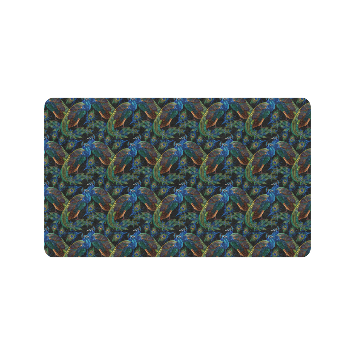Peacock Themed Design Print Rubber Doormat