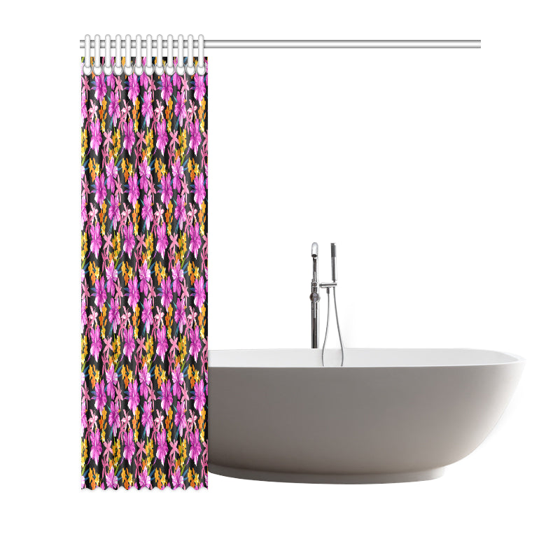Tropical Folower Pink Hibiscus Print Shower Curtain