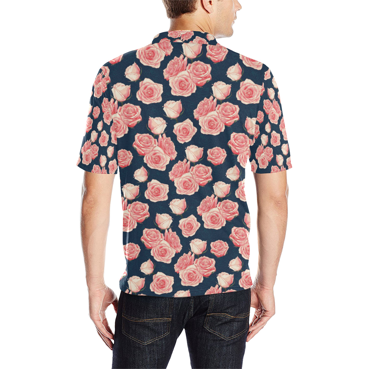 Rose Pattern Print Design A03 Men Polo Shirt