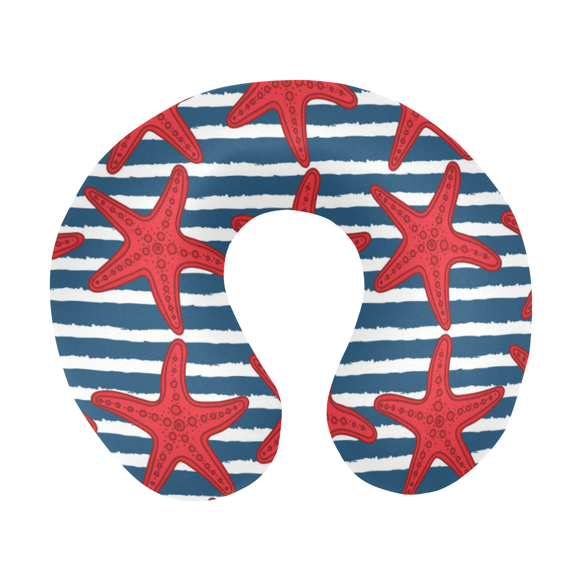 Starfish Red Pattern Print Design 02 U-Shaped Travel Neck Pillow