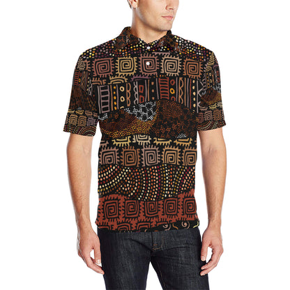 African Pattern Print Design 07 Men Polo Shirt