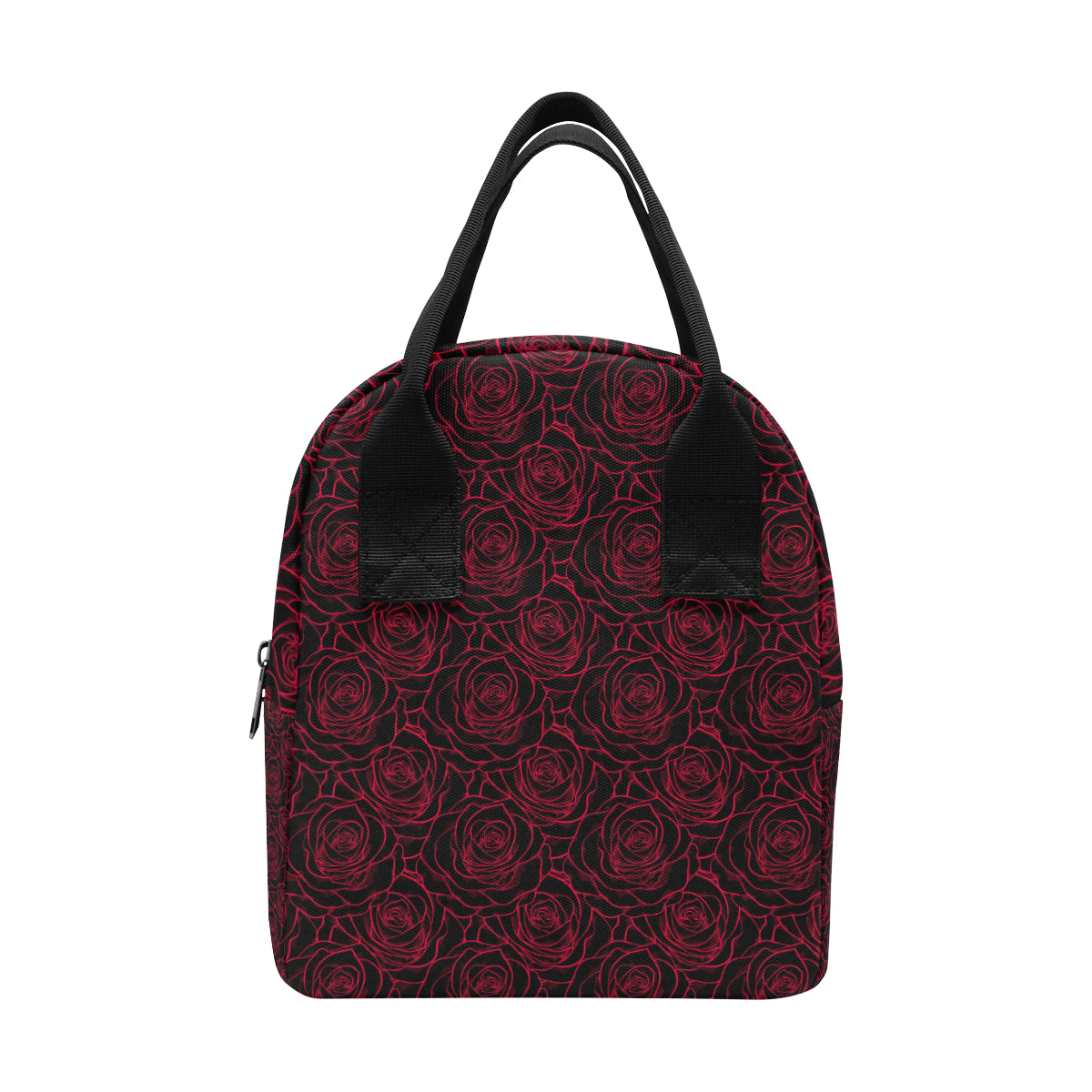 Red Rose Design Print Insulated Lunch Bag