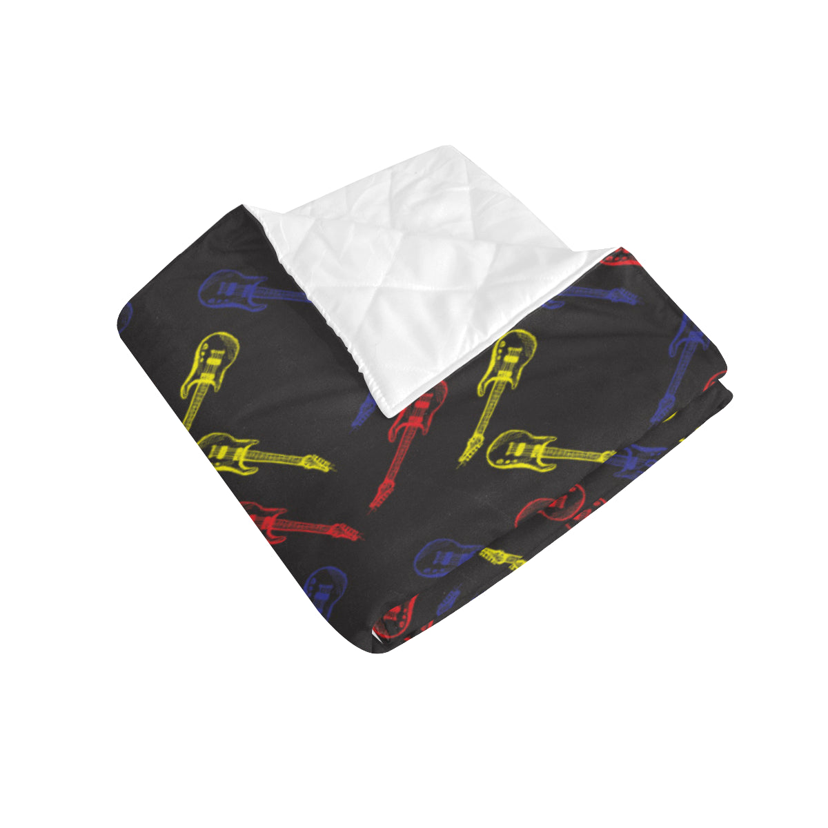 Electric Guitar Pattern Print Design 03 Premium Quilt