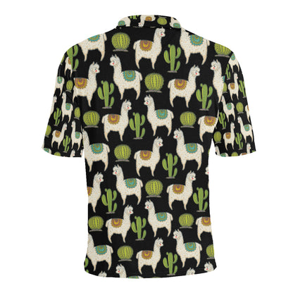 Alpaca Cactus Pattern Print Design 07 Men Polo Shirt